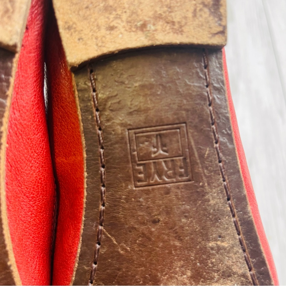 Frye Carson Ballet Coral Red Leather Flat Slip On Size 8 - Picture 9 of 10